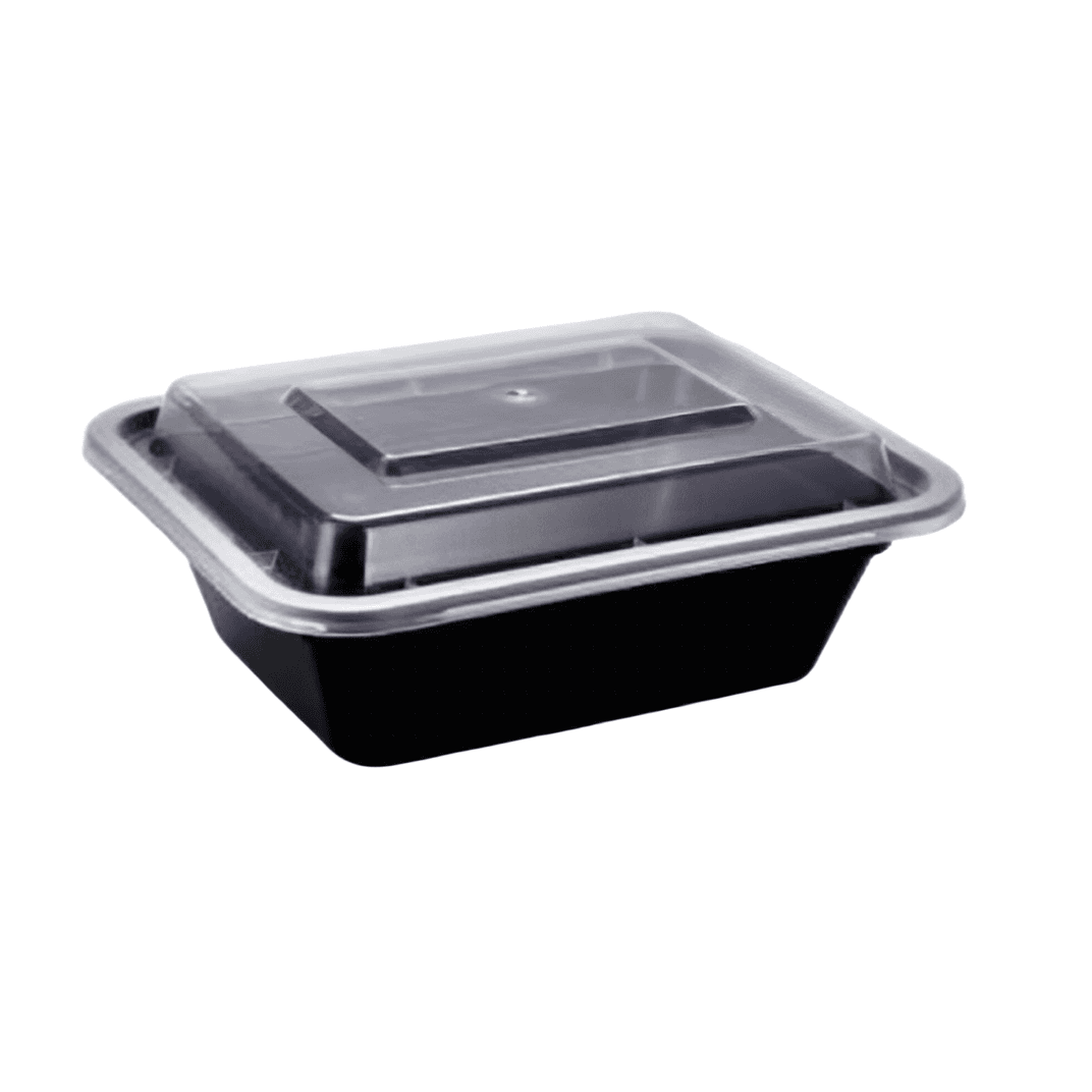 Take-Out Container Base 5X4 IN Plastic Black Rectangle 150/Case