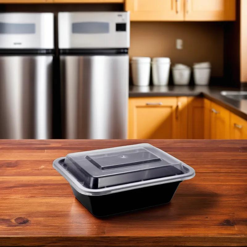 Take-Out Container Base 5X4 IN Plastic Black Rectangle 150/Case
