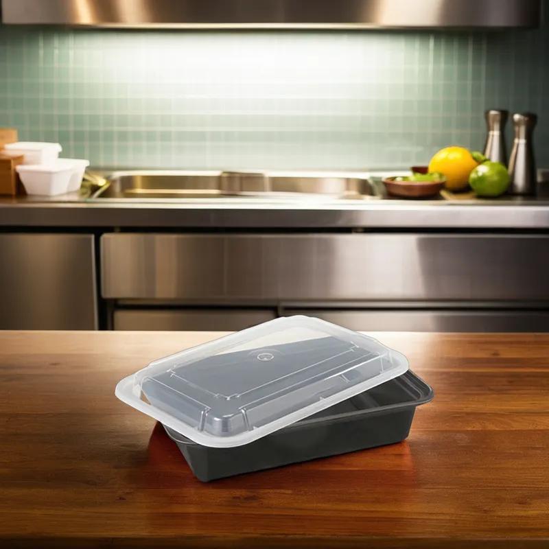 Take-Out Container Base 7X5 IN Plastic Black Rectangle 150/Case