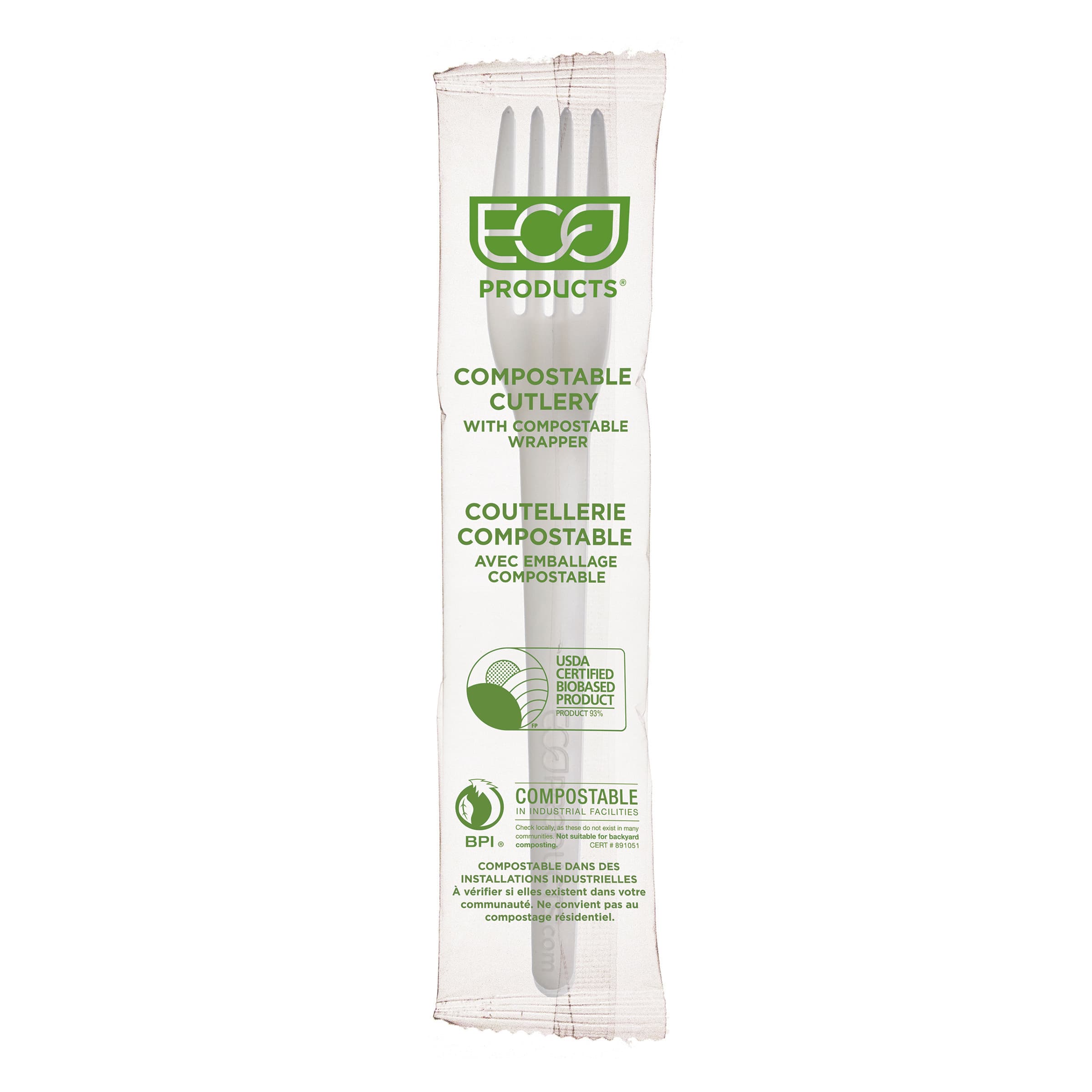 Plantware® Fork 7 IN PLA White 1000/Case