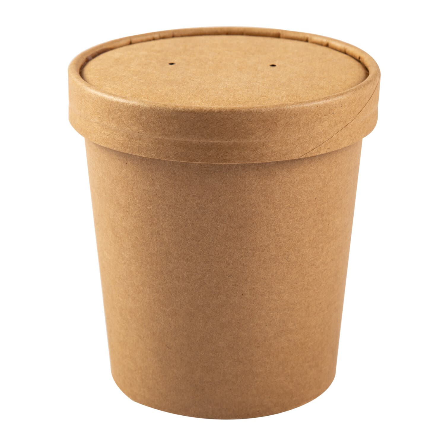 Food Container Base & Lid Combo With Flat Lid 16 OZ Double Wall Poly-Coated Paper Kraft Round 250 Count/Case