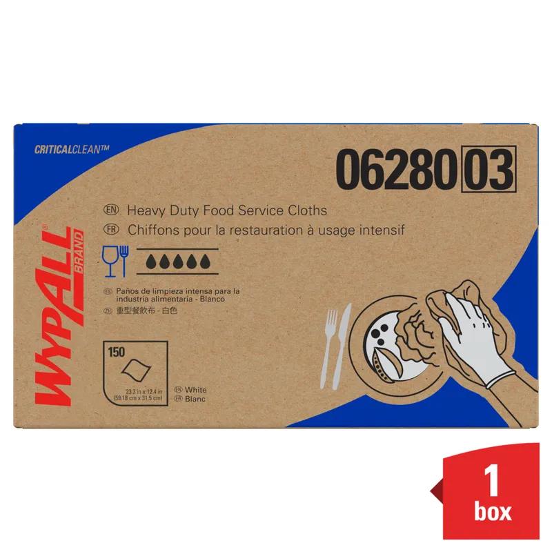 WypAll® X80 Food Service Cleaning Towel 23.3X12.4 IN Heavy Duty HydroKnit White Blue 1/4 Fold 150/Case