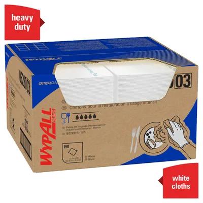WypAll® X80 Food Service Cleaning Towel 23.3X12.4 IN Heavy Duty HydroKnit White Blue 1/4 Fold 150/Case