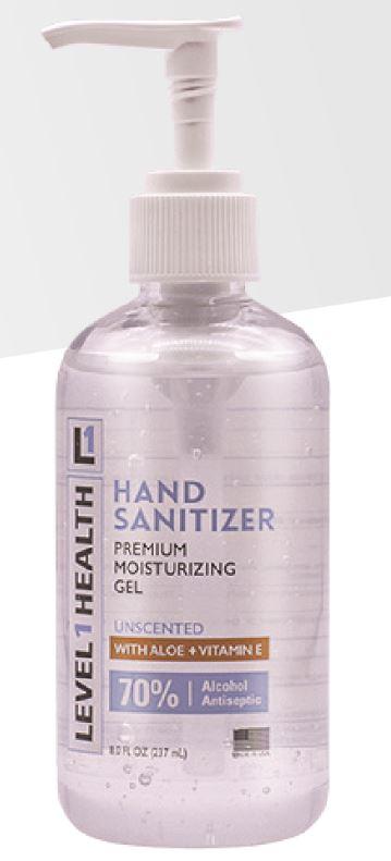 Hand Sanitizer Gel 8 FLOZ Unscented Clear 70% Ethyl Alcohol 20/Case