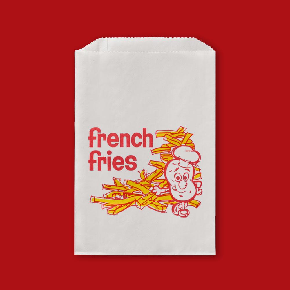 French Fry Bag 5.5X1X8 IN Bleached Kraft Paper White French Fries Gusset 5000/Case