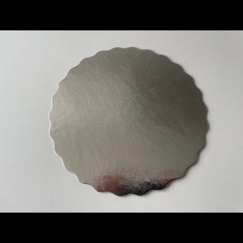 Cake Circle 8 IN Silver Circle Scalloped Thin Wall 200/Case