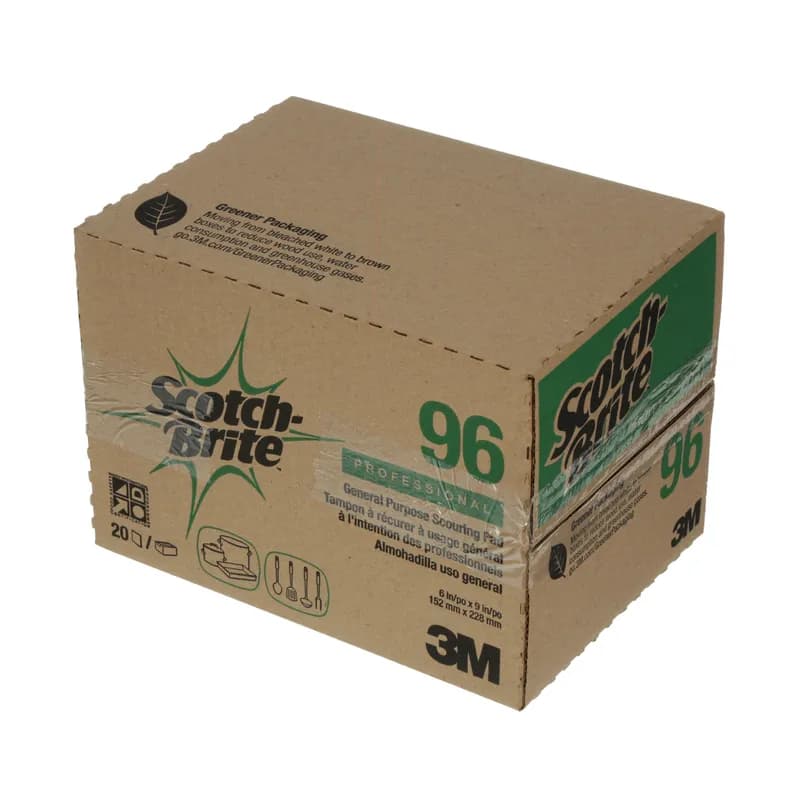 Scotch-Brite™ 96 General Purpose Scouring Pad 6X9 IN Med Duty Nylon Dk Grn Rect Dishwasher Safe 20 Count/Box 3 Box/Case