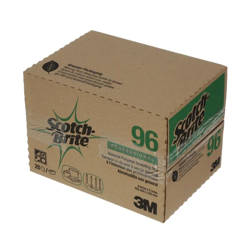 Scotch-Brite™ 96 General Purpose Scouring Pad 9X6 IN Medium Duty Fiber Dark Green Rectangle 20 Count/Box 3 Box/Case