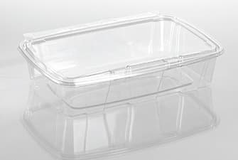 Fresh N' Sealed® Deli Container Hinged With Flat Lid 74 OZ PET Clear Rectangle 116/Case
