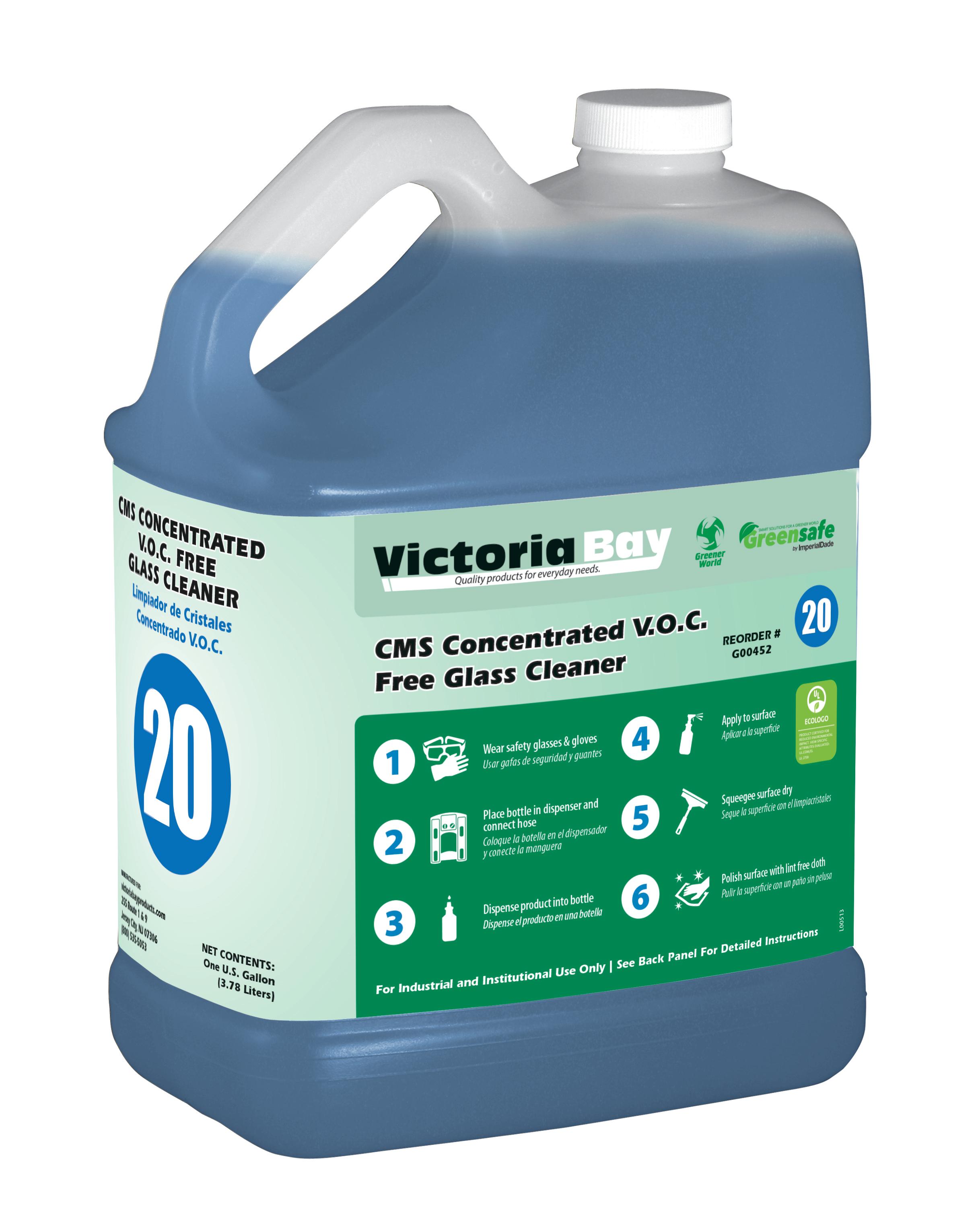 Victoria Bay CMS Concentrated V.O.C. Free Glass Cleaner #20 1 GAL 2/Case