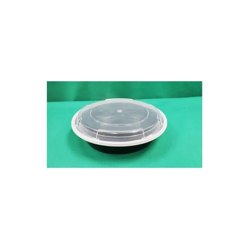 Take-Out Container Base & Lid Combo 48 OZ Plastic Black Round 150/Case