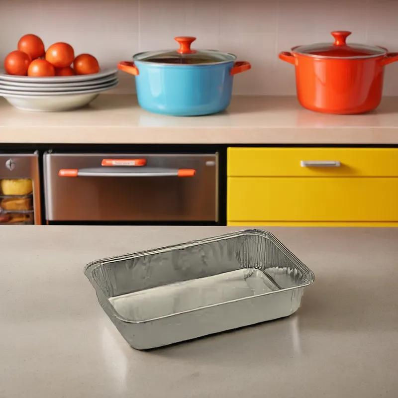 Casserole Take-Out Container Base 6.5X4.25X1.5 IN Aluminum Silver Rectangle 1000/Case
