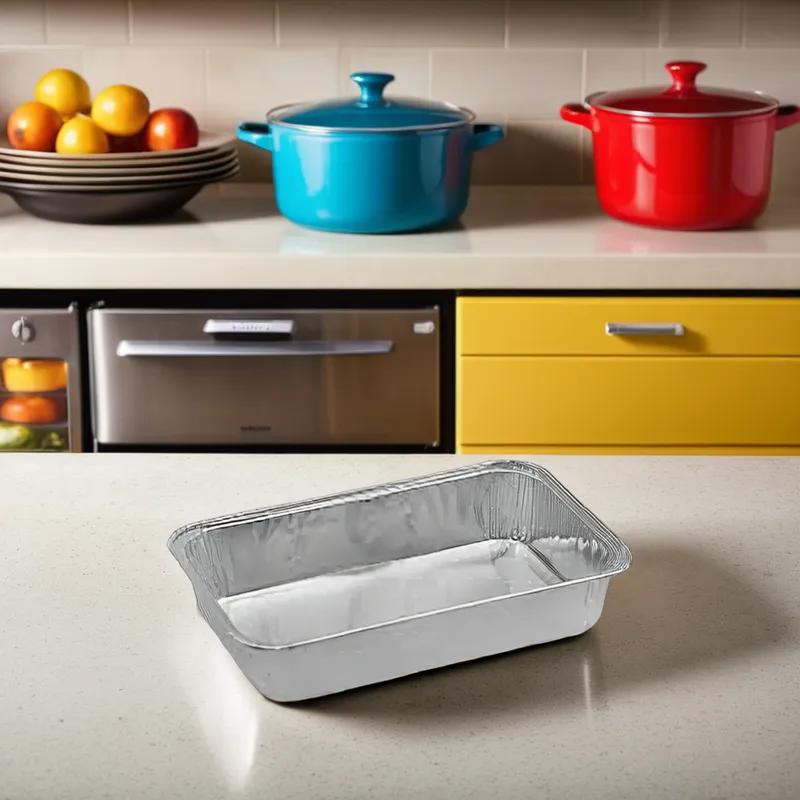 Casserole Take-Out Container Base 6.5X4.25X1.5 IN Aluminum Silver Rectangle 1000/Case