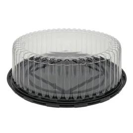 Cake Container & Lid Combo With High Dome Lid 11.25X3.5 IN PET Clear Black Round Fluted 50/Case