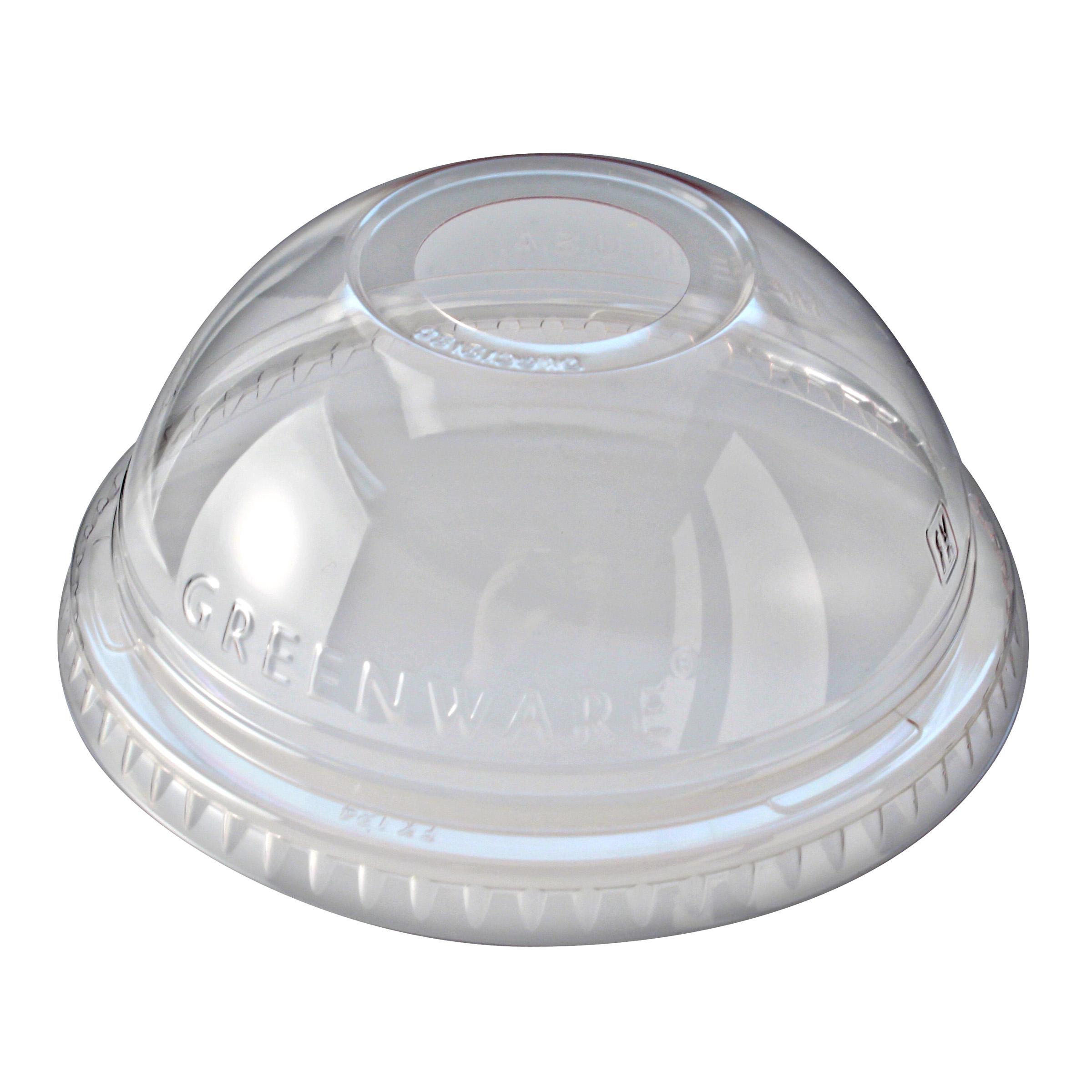 Greenware® Lid Dome 3.8X1.6 IN PLA Clear For 12-20 OZ Cold Cup With Hole 1000/Case