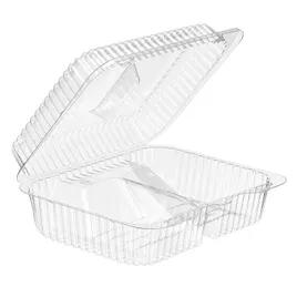 Essentials SureLock Cookie Donut Hinged Container With Dome Lid 8.75X7X2 IN 2 Compartment RPET Clear Rectangle 250/Case