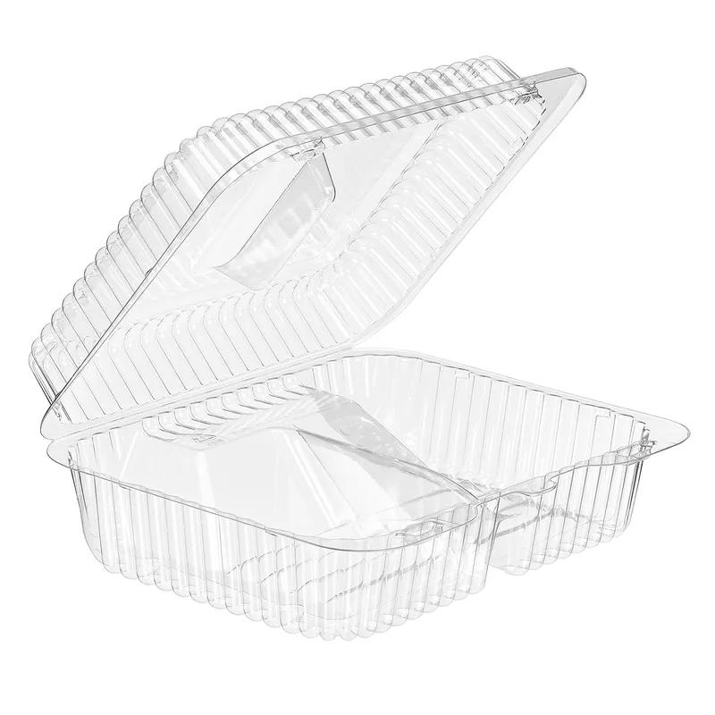 Essentials SureLock Cookie Donut Hinged Container With Dome Lid 8.75X7X2 IN 2 Compartment RPET Clear Rectangle 250/Case