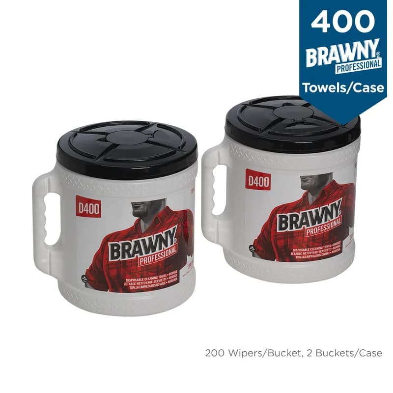Brawny® Professional Cleaning Wipe 13X9.9 IN 1PLY Disposable Centerpull Bucket 200 Sheets/Pack 2 Packs/Case