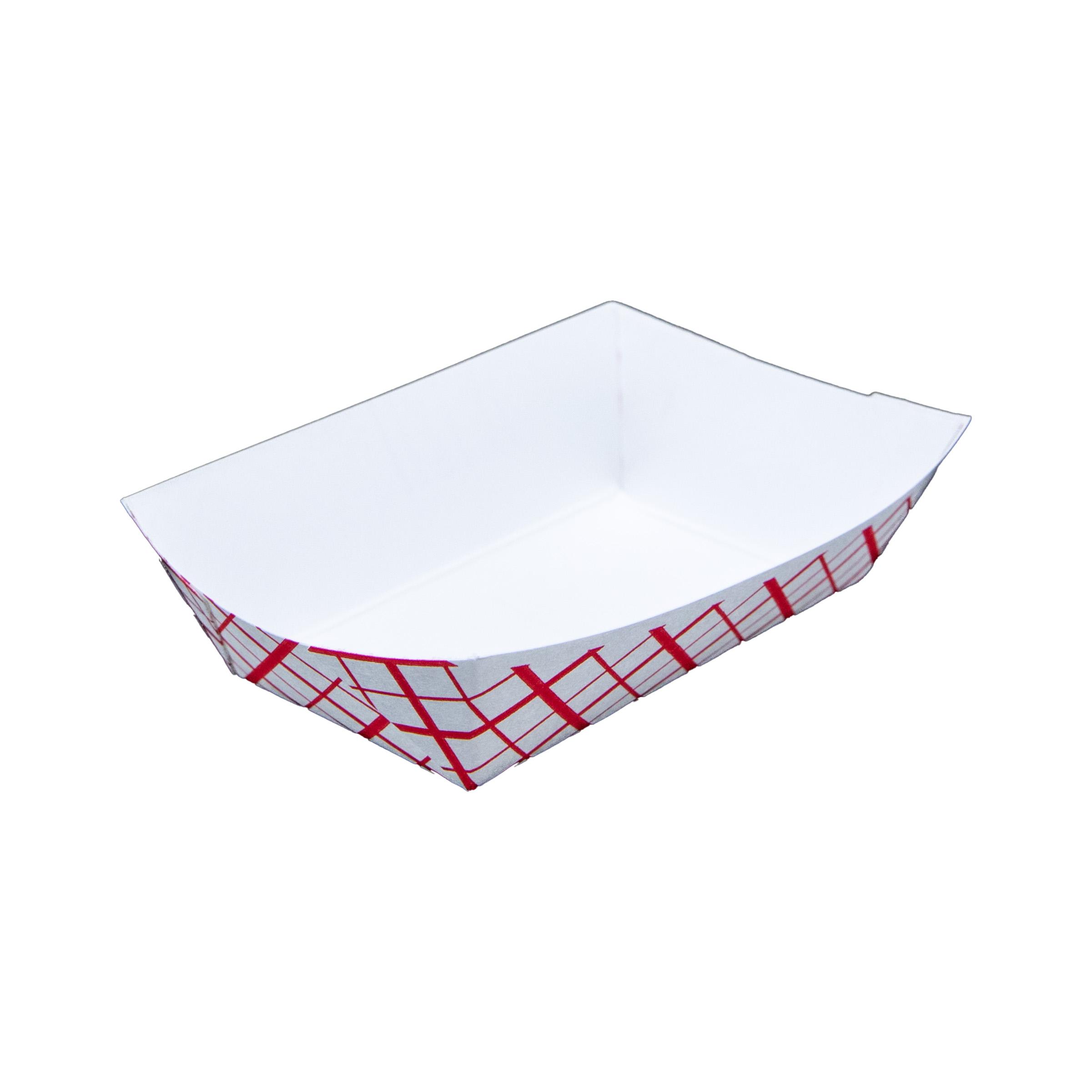 Food Tray 0.375 LB Red White Check Square 1000/Case
