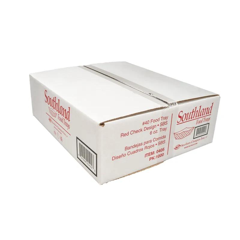 Food Tray 0.375 LB Red White Check Square 1000/Case