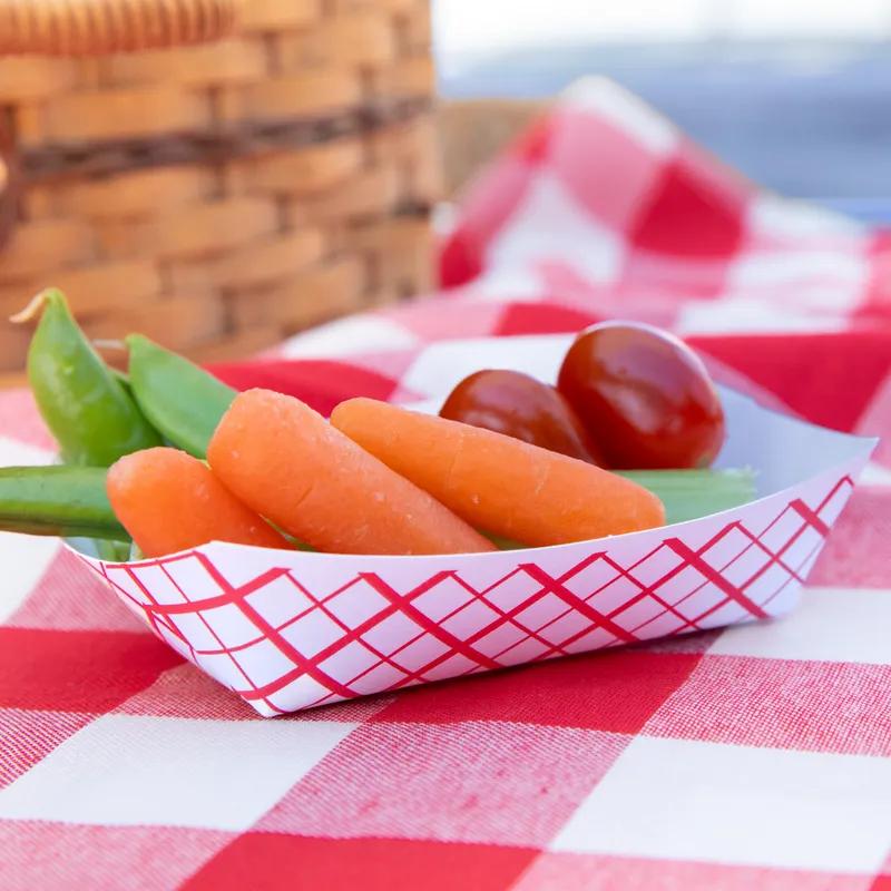Food Tray 0.375 LB Red White Check Square 1000/Case