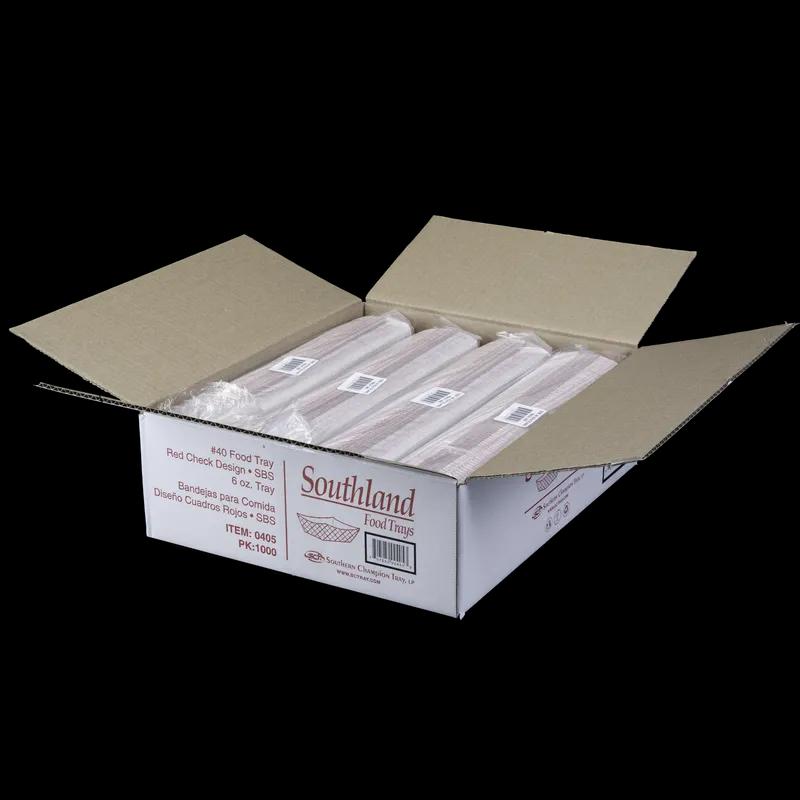 Food Tray 0.375 LB Red White Check Square 1000/Case