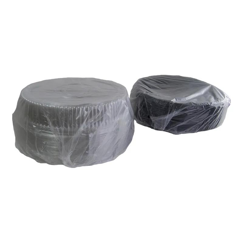 Serving Tray Base & Lid Combo With Dome Lid Large (LG) 18X4.13 IN PET Black Clear Round 25/Case
