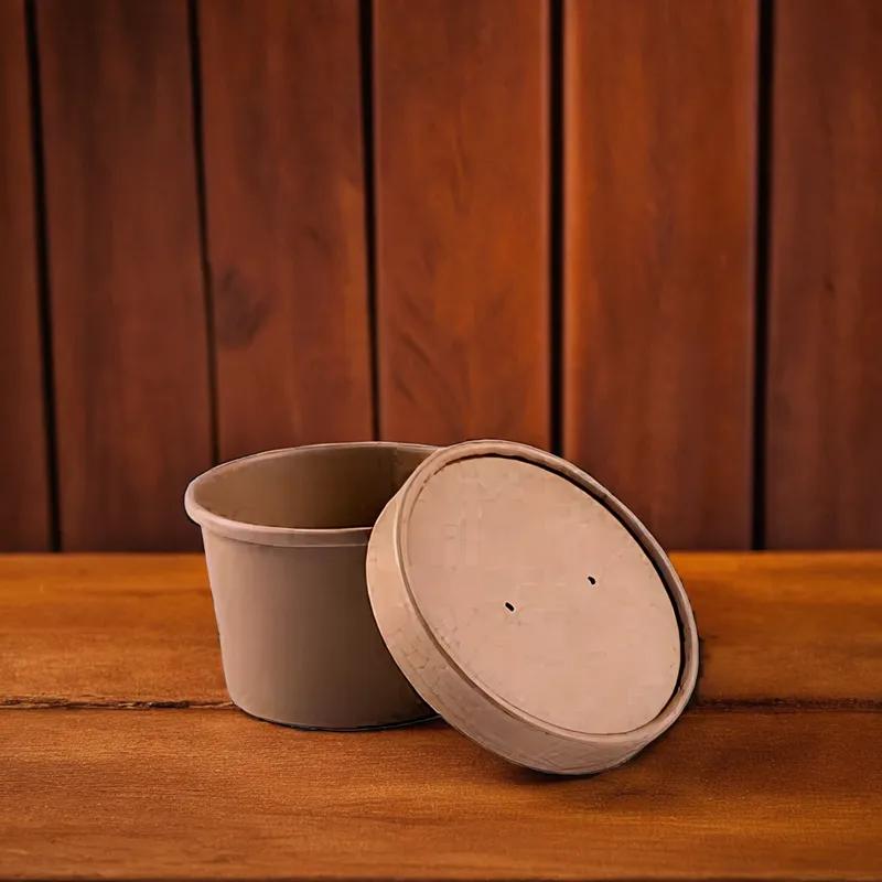 Victoria Bay Food Container Base & Lid Combo 8 OZ Paperboard Kraft Vented 250/Case