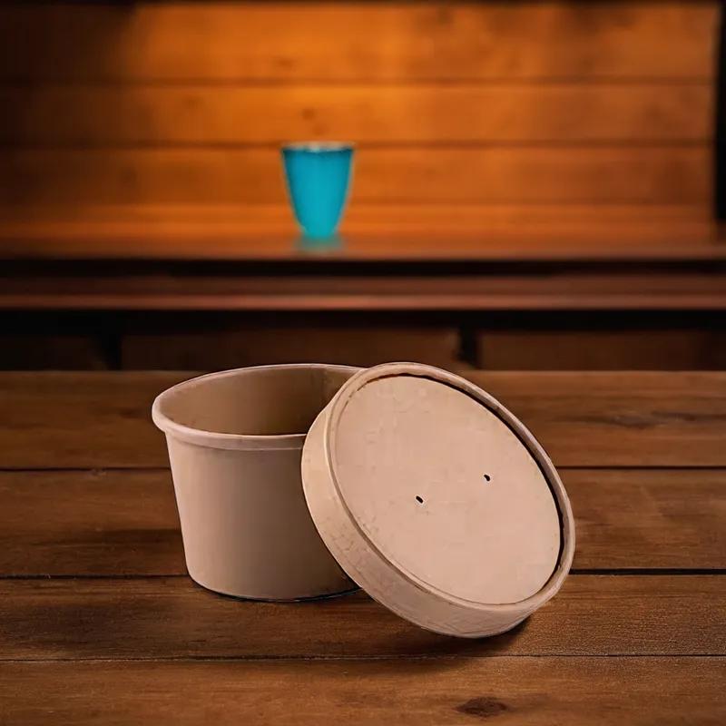 Victoria Bay Food Container Base & Lid Combo 8 OZ Paperboard Kraft Vented 250/Case