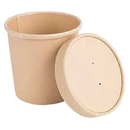 Victoria Bay Food Container Base & Lid Combo 16 OZ Paperboard Kraft Tall Vented 250/Case