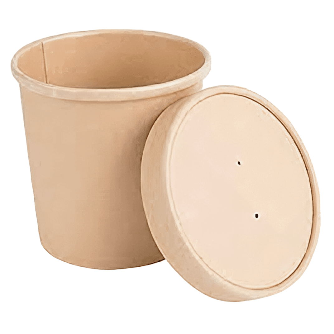Victoria Bay Food Container Base & Lid Combo 16 OZ Paperboard Kraft Tall Vented 250/Case