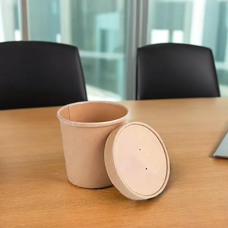 Victoria Bay Food Container Base & Lid Combo 16 OZ Paperboard Kraft Tall Vented 250/Case