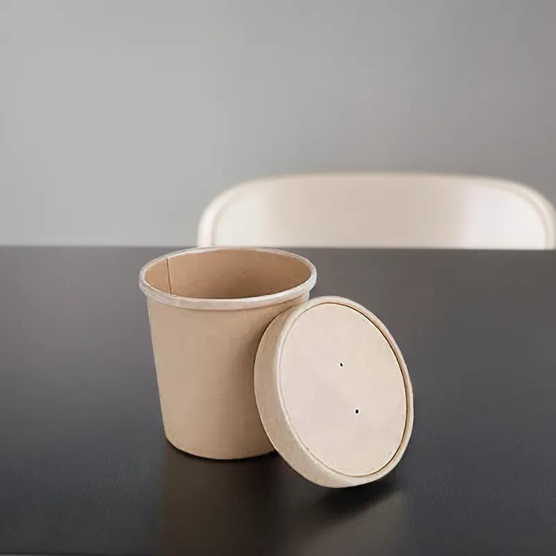 Victoria Bay Food Container Base & Lid Combo 16 OZ Paperboard Kraft Tall Vented 250/Case