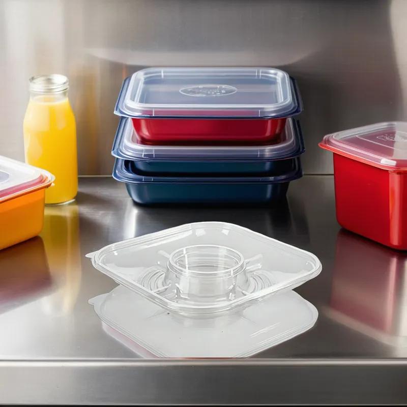 Deli Container Base 12.89X12.89X2.02 IN 5 Compartment PET Clear Square 80/Case