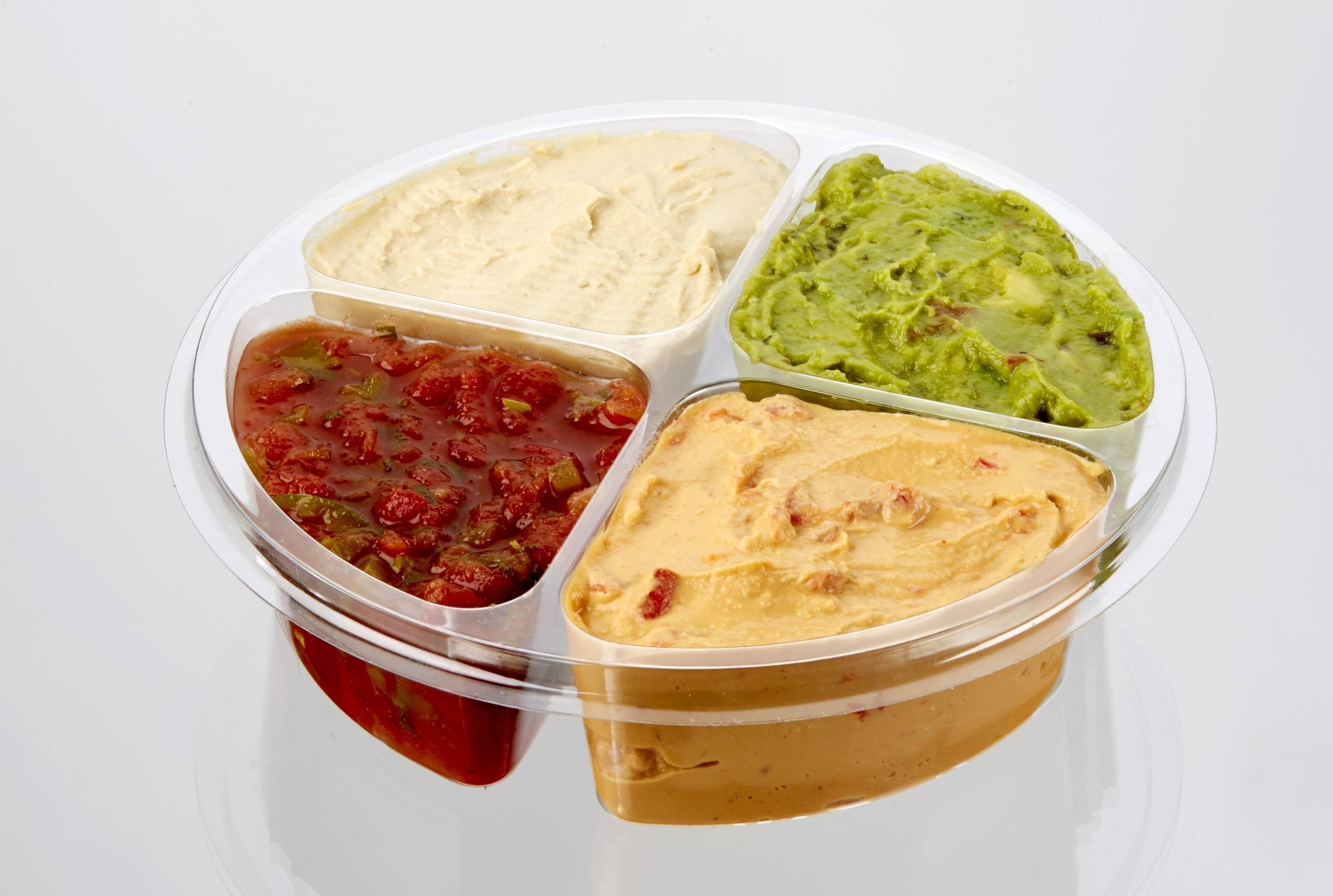 Deli Container Base 24 OZ 4 Compartment PET Clear Round Tamper-Evident 500/Case