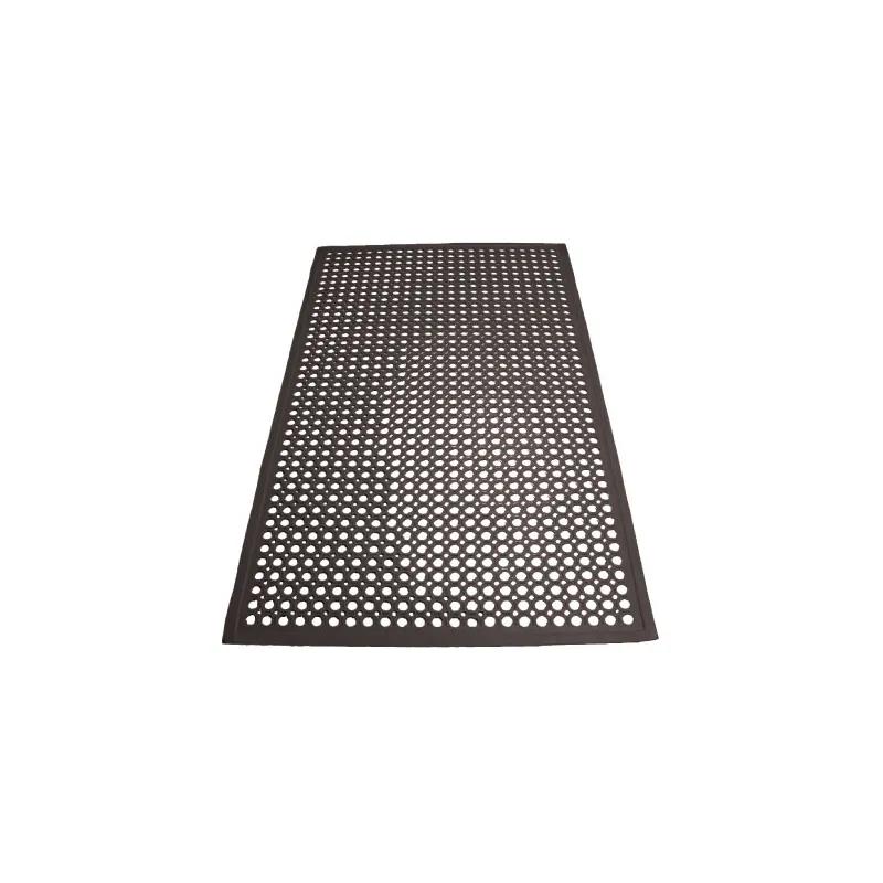 Anti-Fatigue Floor Mat 36X60X0.5 IN Black Rubber With Beveled Edging Free Flow Comfort Kitchen 1/Each