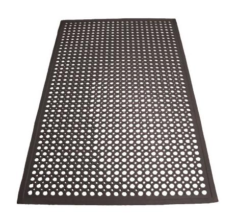 Anti-Fatigue Floor Mat 36X60X0.5 IN Black Rubber With Beveled Edging Free Flow Comfort Kitchen 1/Each