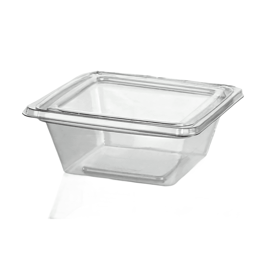 Fresh N' Sealed® Deli Container Hinged With Flat Lid 8 OZ PET Clear Square 280/Case