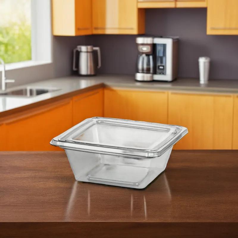 Fresh N' Sealed® Deli Container Hinged With Flat Lid 8 OZ PET Clear Square 280/Case