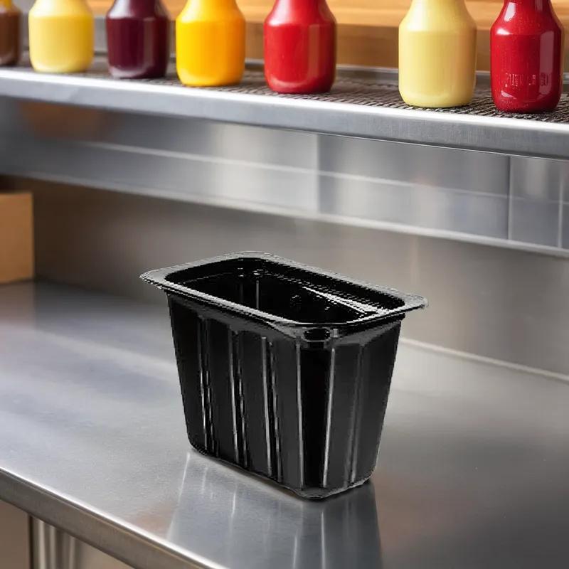 Condiment Take-Out Tray Base 6.48X4.1X3.83 IN PET Black Rectangle 320/Case