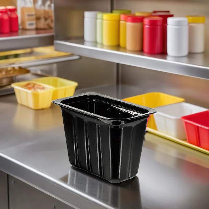 Condiment Take-Out Tray Base 6.48X4.1X3.83 IN PET Black Rectangle 320/Case