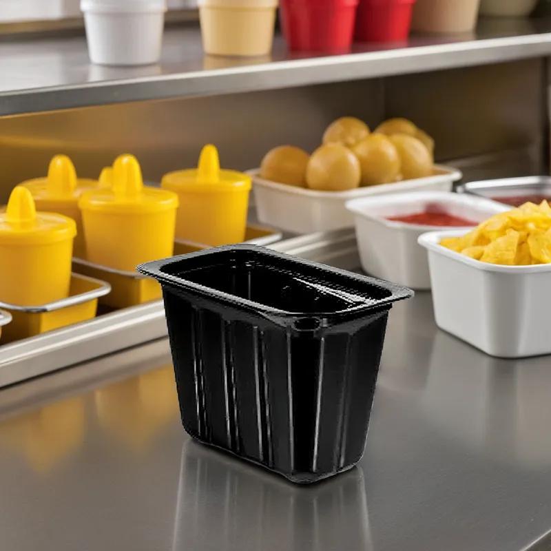 Condiment Take-Out Tray Base 6.48X4.1X3.83 IN PET Black Rectangle 320/Case