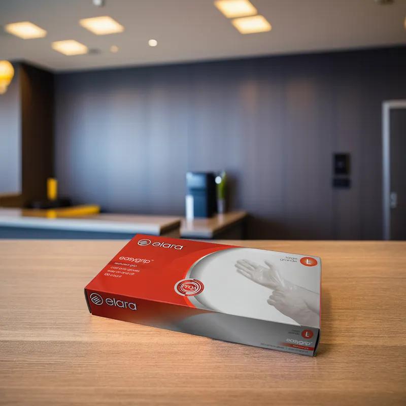 Gloves Large (LG) Clear Textured PET 100 Count/Pack 10 Packs/Case 1000 Count/Case