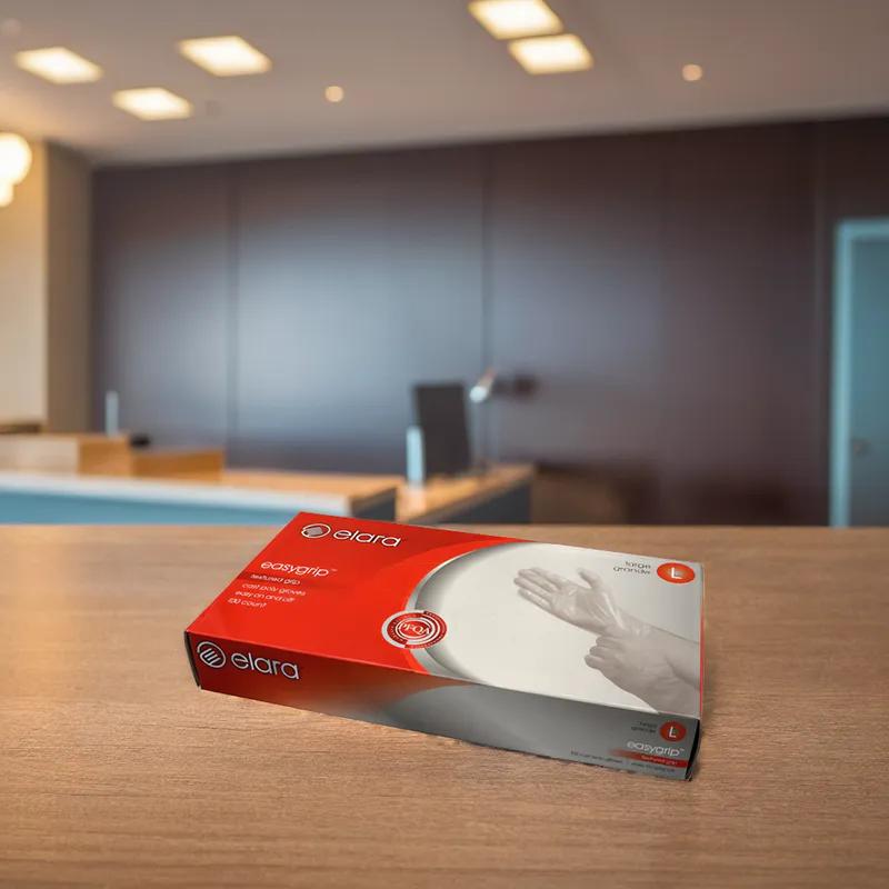 Gloves Large (LG) Clear Textured PET 100 Count/Pack 10 Packs/Case 1000 Count/Case