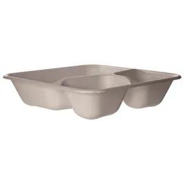 Take-Out Container Base 9X9X3 IN 3 Compartment Sugarcane Kraft Square 200/Case