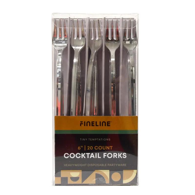 Cocktail Fork 6 IN Plastic Silver 400/Case