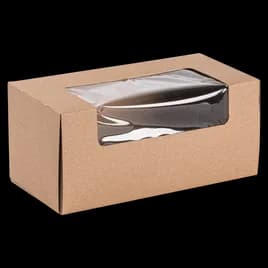 Donut Box 9X4.5X4 IN Kraft Waterfall With Window 100/Case