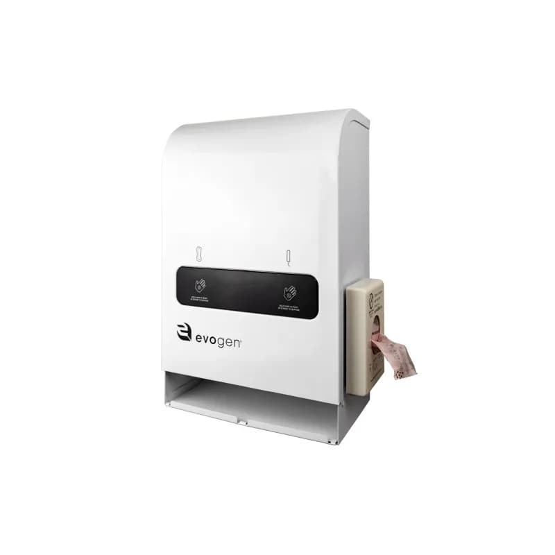 Evogen® Tampon & Pad Dispenser White Metal No Touch Cleaning Dual Vend 1/Each