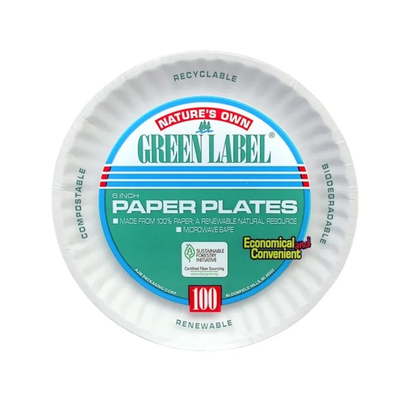 Plate 6 IN Uncoated Paper White Round 1000/Case