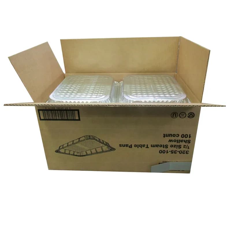 Steam Table Pan 1/2 Size 84 OZ Aluminum Silver Shallow Full Curl 100/Case